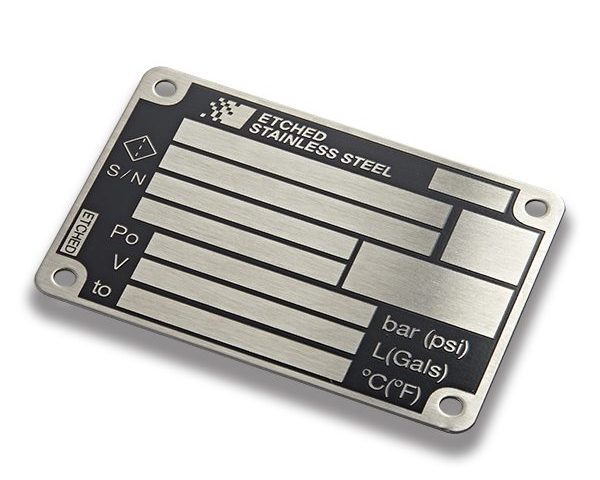 etched stainless steel nameplate