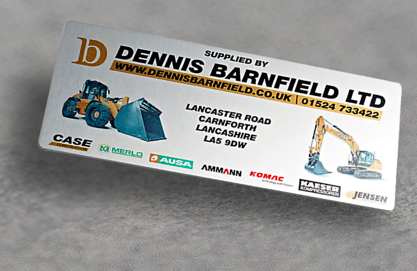 A bespoke, branded aluminium label.
